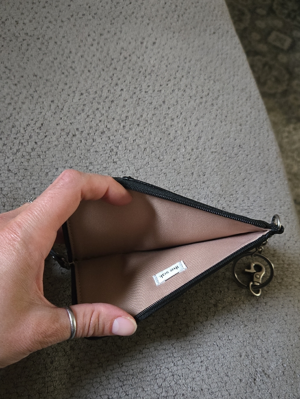 The Sak Black Leather Card Wallet with Keyring and Floral Emboss - Picture 4 of 4